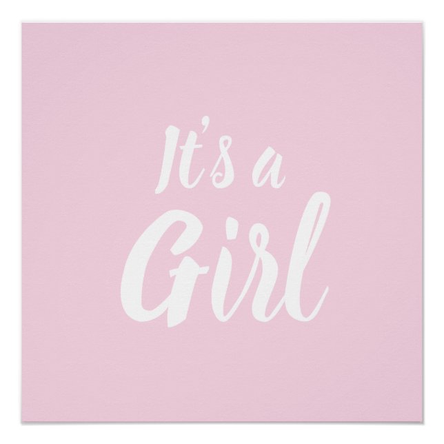 It's a Girl, light pink baby shower, gender reveal Poster (Front)