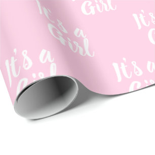 It's a Girl, light pink white baby shower gift Wrapping Paper