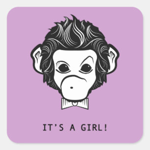it's a girl! lil monkey square sticker
