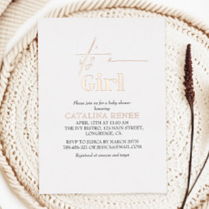 Its A Girl Luxe Rose Gold Foil Baby Shower