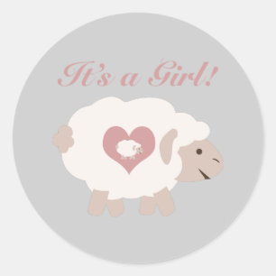 It's a Girl! Mama Sheep Classic Round Sticker