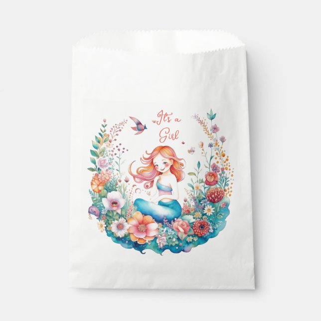It's a Girl Mermaid Themed Baby Shower  Favour Bag (Front)