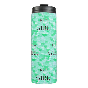 It's A Girl! Minty Hearts Thermal Tumbler