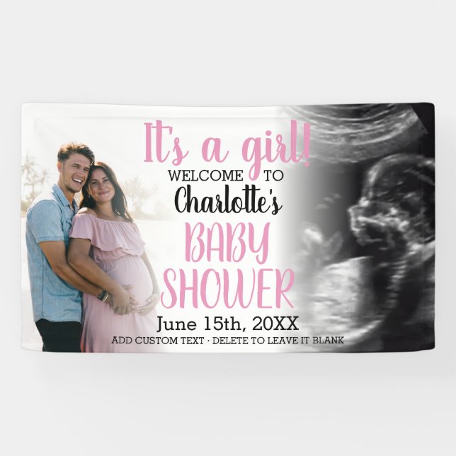 It's A Girl Modern Baby Shower Banner (Horizontal)