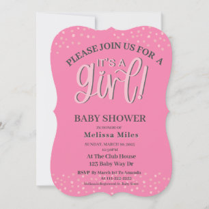 It's a Girl Modern Pink  Bow Girl Baby shower  Invitation