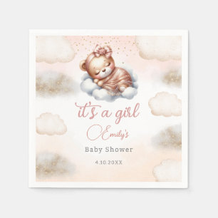 It's a girl modern watercolor girl baby shower napkin