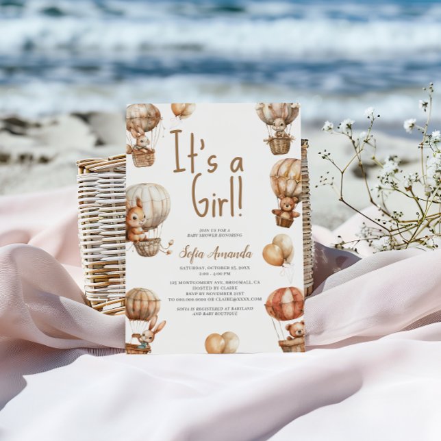 It's a Girl Neutral Baby Animal Baby Shower Invitation (Creator Uploaded)