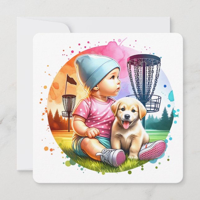 It's a Girl, Of Course! Disc Golf Pun Baby Shower Invitation (Front)