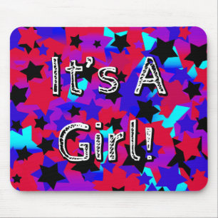 It's A Girl! Party Stars Mouse Pad