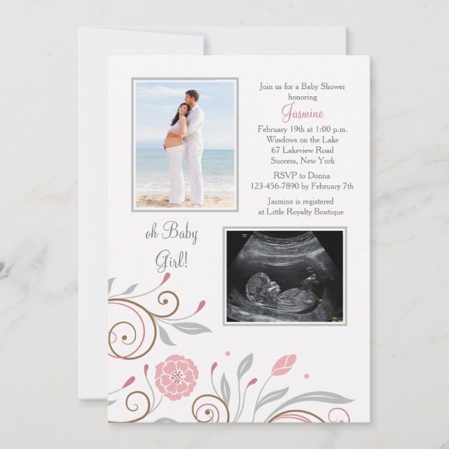 It's A Girl Photo Baby Shower Invitation Custom 2 (Front)