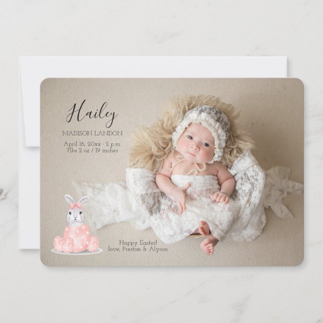 It's A Girl Photo Easter Birth Announcement (Front)