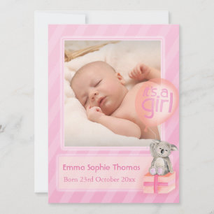 It's a girl photo newborn baby announcement card