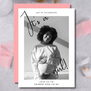 It's a Girl Photo Script Baby Shower Invitation