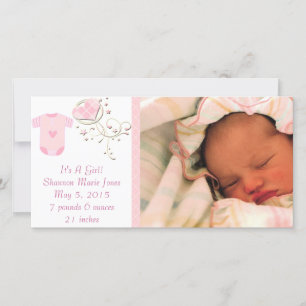 It's A Girl Pink Argyle Cute New Baby Announcement