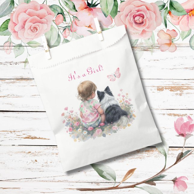 It's a Girl | Pink Baby and Puppy Baby Shower Favour Bag (Creator Uploaded)