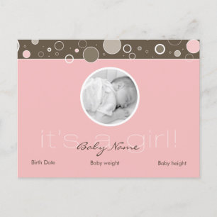 It's a Girl! - Pink Baby Girl Custom Postcard
