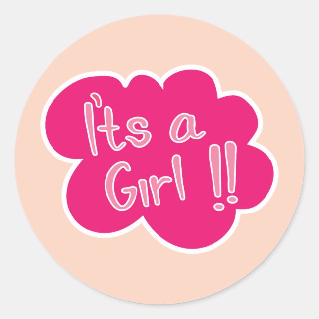 It's a girl pink baby girl shower classic round sticker (Front)