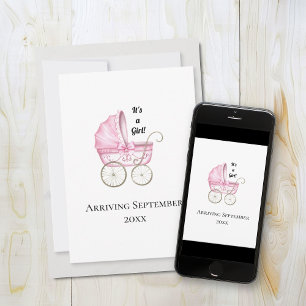 It's A Girl! Pink Baby Pregnancy Announcement
