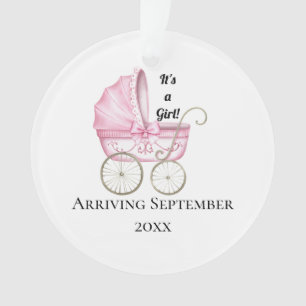 It's A Girl! Pink Baby Pregnancy Announcement Ornament