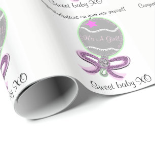 It's A Girl Pink Baby Rattle Wrapping Paper