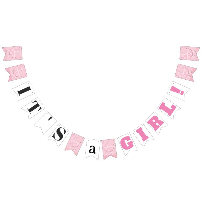 It's a Girl! Pink Baby Shower Bunting Flags (All)