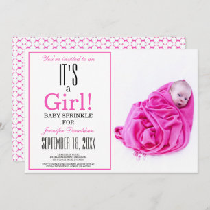 It's a Girl! Pink Baby Sprinkle Photo Invitation