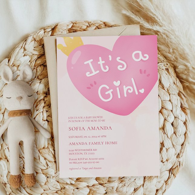 It's a Girl Pink Balloon Baby Shower Invitation (Creator Uploaded)