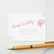 It's A Girl Pink Balloons Books For Baby Card