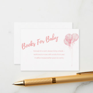 It's A Girl Pink Balloons Books For Baby Card