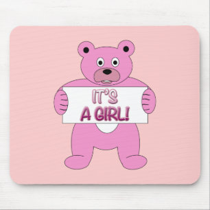 It's A Girl Pink Bear Mouse Pad