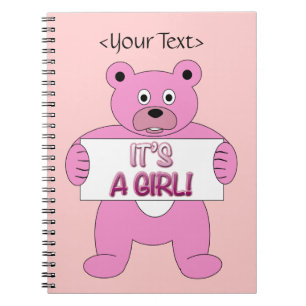 It's A Girl Pink Bear Notebook