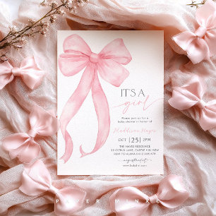It's A Girl Pink Bow Coquette Baby Shower  Invitation