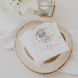 It's a Girl Pink Elephant Baby Girl Shower Napkin