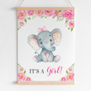 It's a Girl Pink Elephant Girl Shower Sprinkle Poster