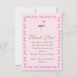It's a Girl Pink Flamingo Baby Shower Thank You Card