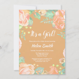 It's A Girl Pink Floral Baby Shower Invitation