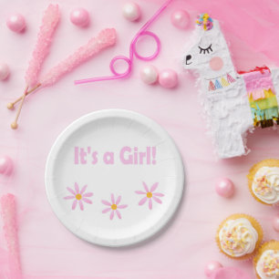 It's A Girl Pink Floral for Tiffany Paper Plate