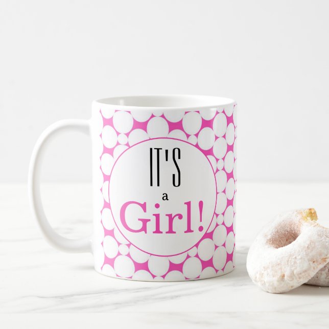 It's a Girl PInk Gender Reveal Coffee Mug (With Donut)