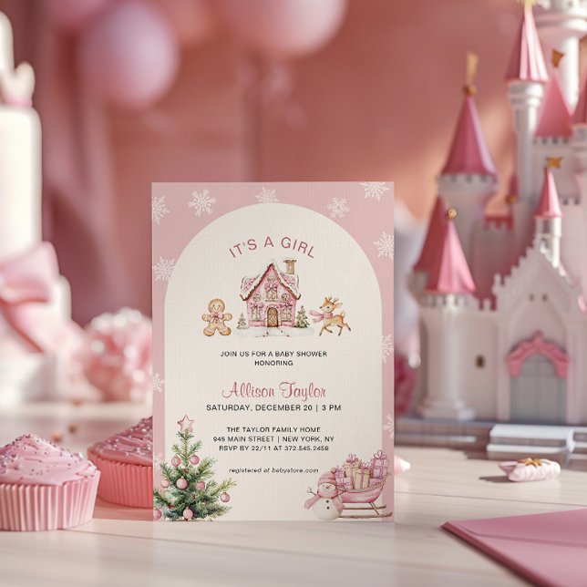 It's A Girl Pink Girl Baby Shower Invitation (Creator Uploaded)