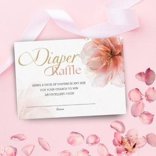 It's a Girl Pink Gold Floral Diaper Raffle Enclosure Card