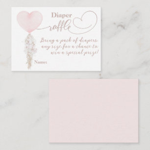 It's a Girl Pink Heart Balloon Baby Shower diaper Enclosure Card