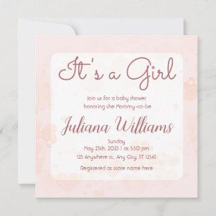 It's a Girl Pink Heart Balloon Baby Shower  Invitation