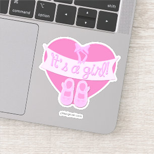 It's a girl Pink Heart Bow Shoes Baby Girl Shower