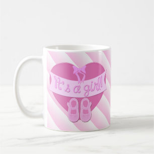 It's a girl Pink Heart Bow Shoes Baby Girl Shower Coffee Mug