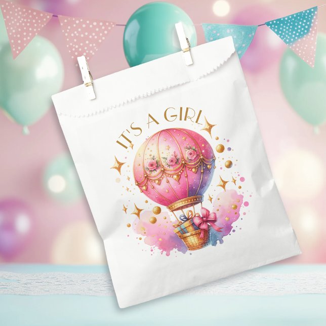 It's a Girl | Pink Hot Air Balloon Baby Shower Favour Bag (Creator Uploaded)