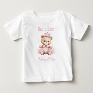 It's A Girl Pink Princess Bear Big Sister Baby T-Shirt