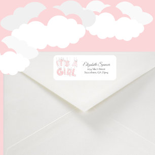 It's A Girl   Pink Return Address Label