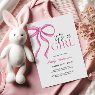 It's a Girl Pink Ribbon Save The Date