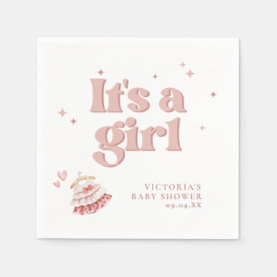 It's a Girl Pink Simple Script Baby Shower Napkin