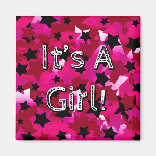 It's A Girl! Pink Stars Magnet